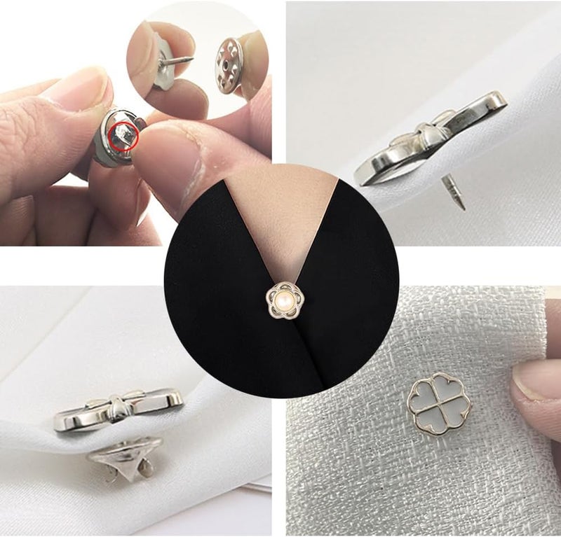 Bulrash 24 Pieces Pearl Crystal Brooch Safety Pins Button Pins Pant Waist Tightener Pins for Clothes Sweater Shawl Collar Dress Cardigan Shirt Jeans Decoration Accessories for Women Girls - Image 4
